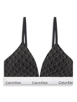 Calvin Klein Lightly Lined Triangle Bralette , Black/Ashford Gray, Black/Ashford Gray