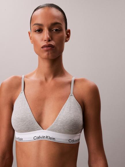 Calvin Klein Icon Cotton Modal Lightly Lined Triangle Bralette, Grey Heather