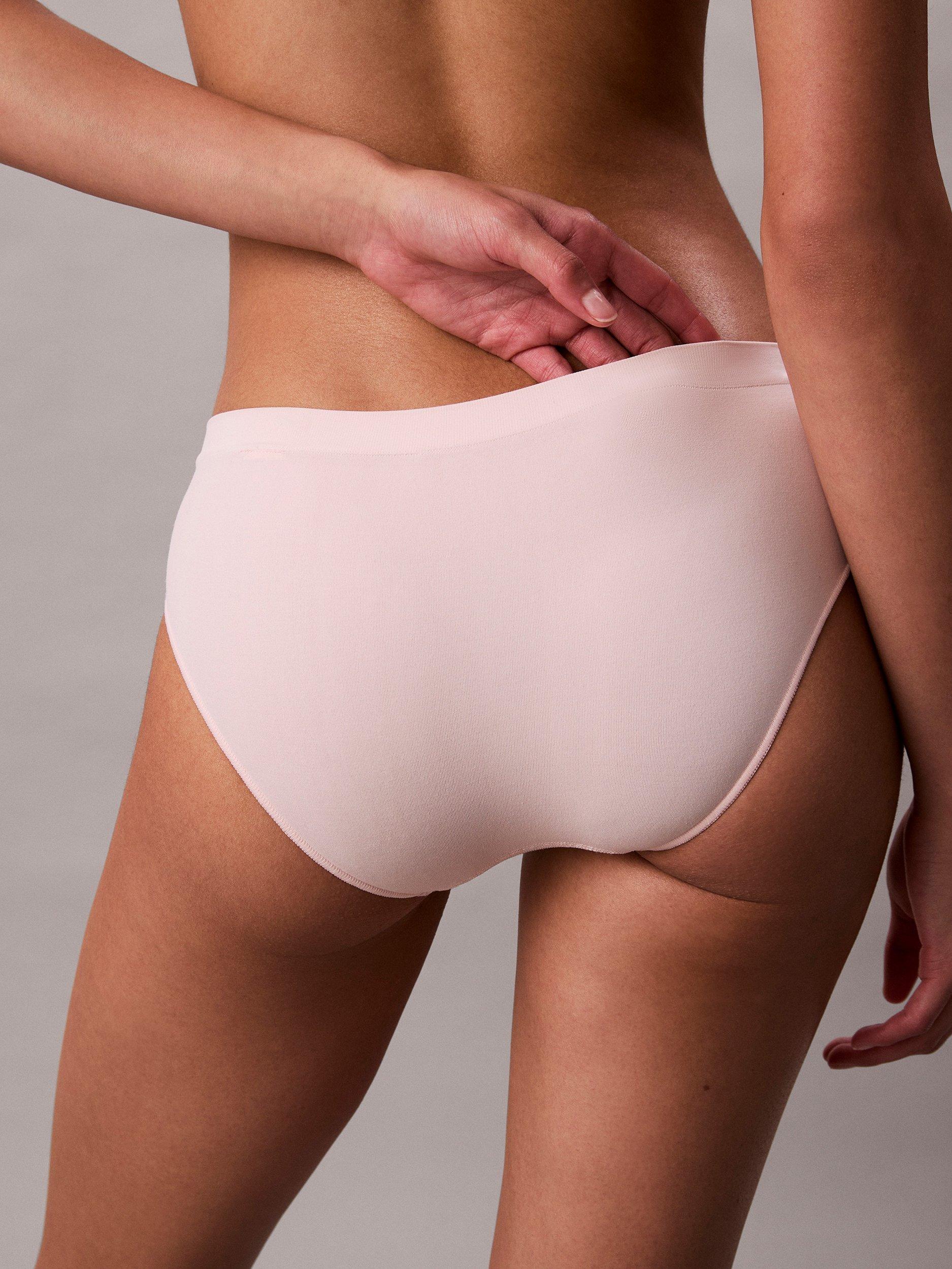 Product image 3 of 6, which shows Calvin Klein Bonded Flex Seamless Bikini Knickers, Eggshell Pink, S