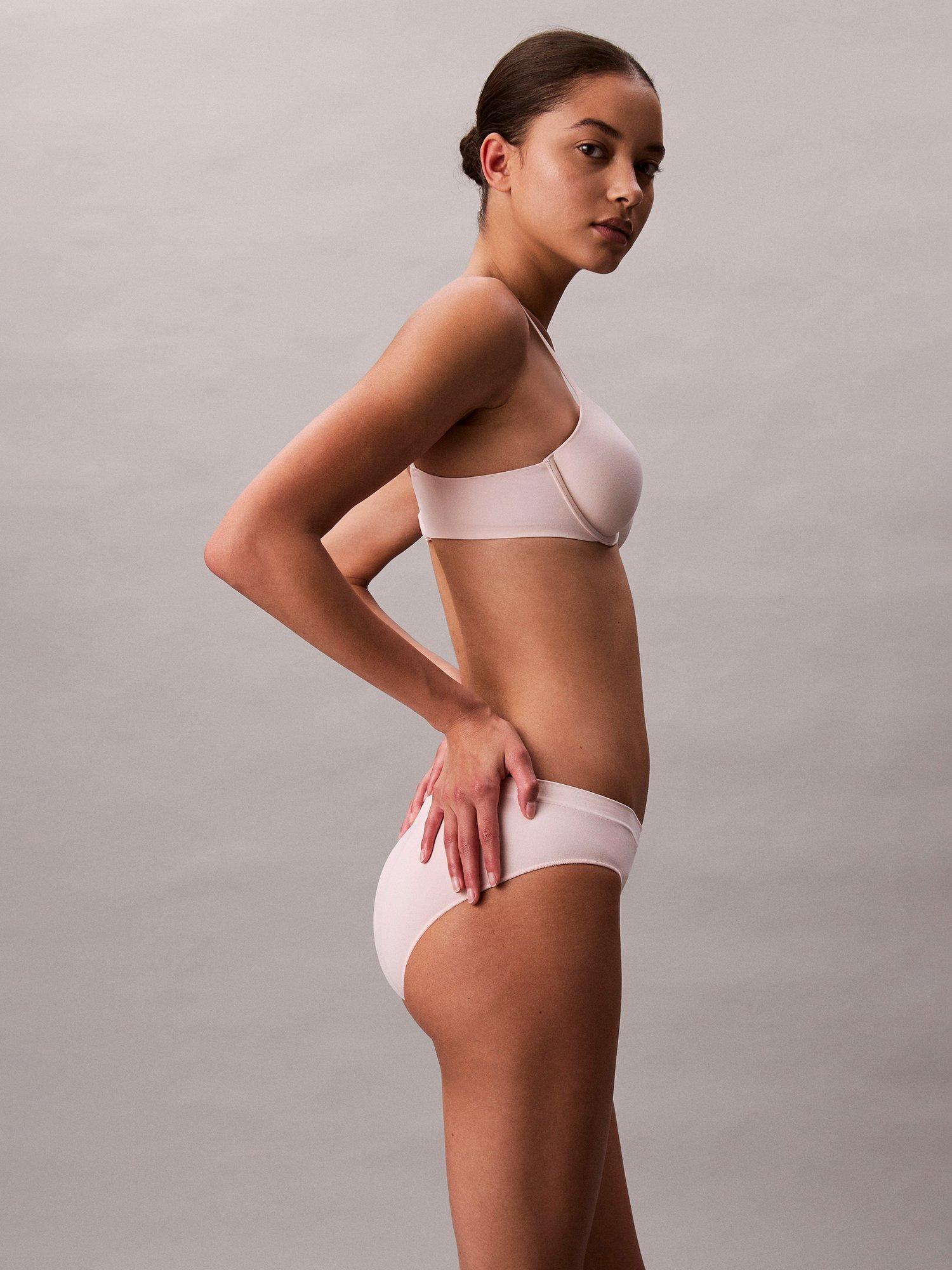 Product image 5 of 6, which shows Calvin Klein Bonded Flex Seamless Bikini Knickers, Eggshell Pink, S