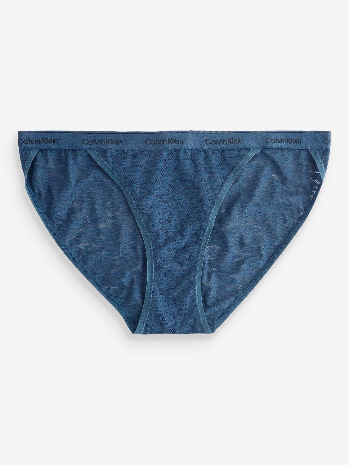 Product image 1 of 1, which shows Calvin Klein Lace Bikini Knickers, Dark Denim, XS