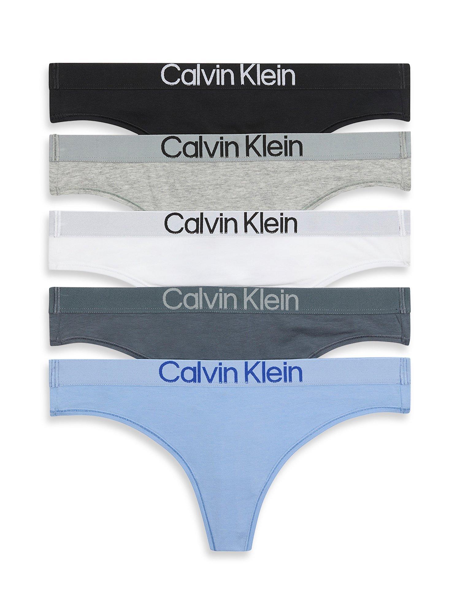 Product image 1 of 6, which shows Calvin Klein Maximum Cotton Thong, Pack of 5, Heather/Multi, XS