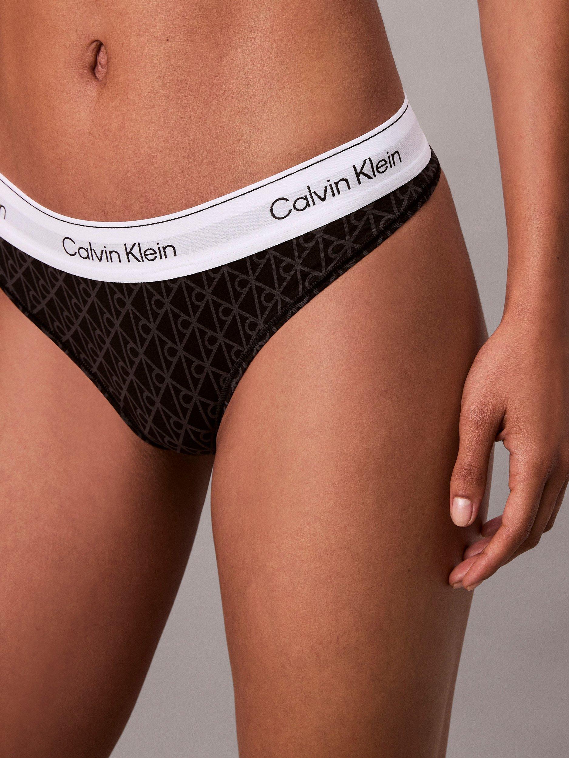 Product image 2 of 7, which shows Calvin Klein Icon Cotton Modal Thong, Black/Multi, L