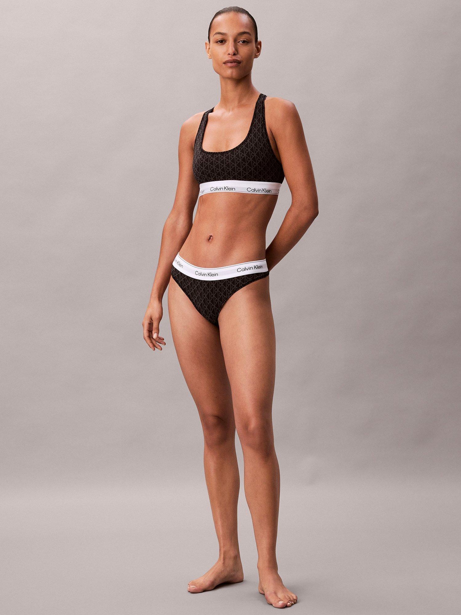 Product image 4 of 7, which shows Calvin Klein Icon Cotton Modal Thong, Black/Multi, L