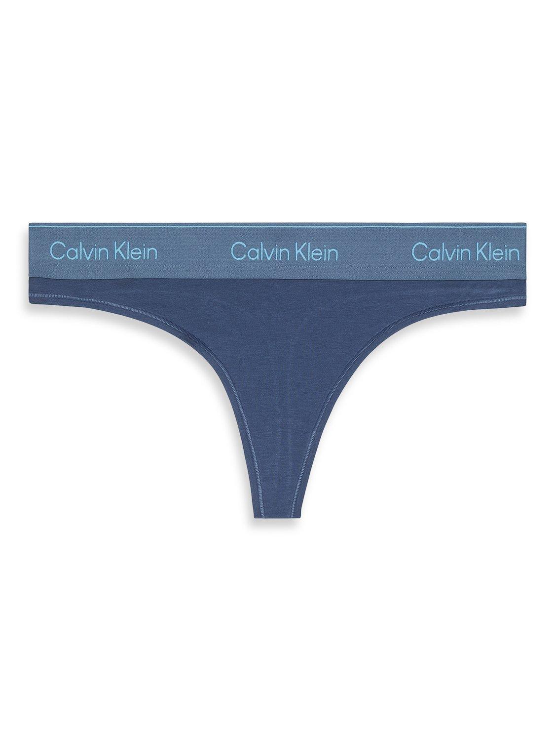 Product image 6 of 6, which shows Calvin Klein Icon Cotton Modal Thong, Dark Denim, XL