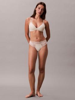 Calvin Klein Perfectly Fit Lace Thong, Bone White