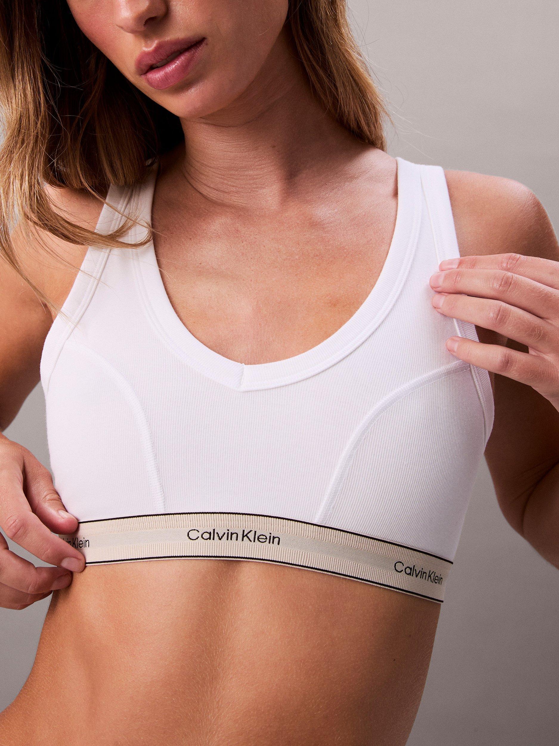 Product image 3 of 6, which shows Calvin Klein Lightly Lined Triangle Bralette, White, XS