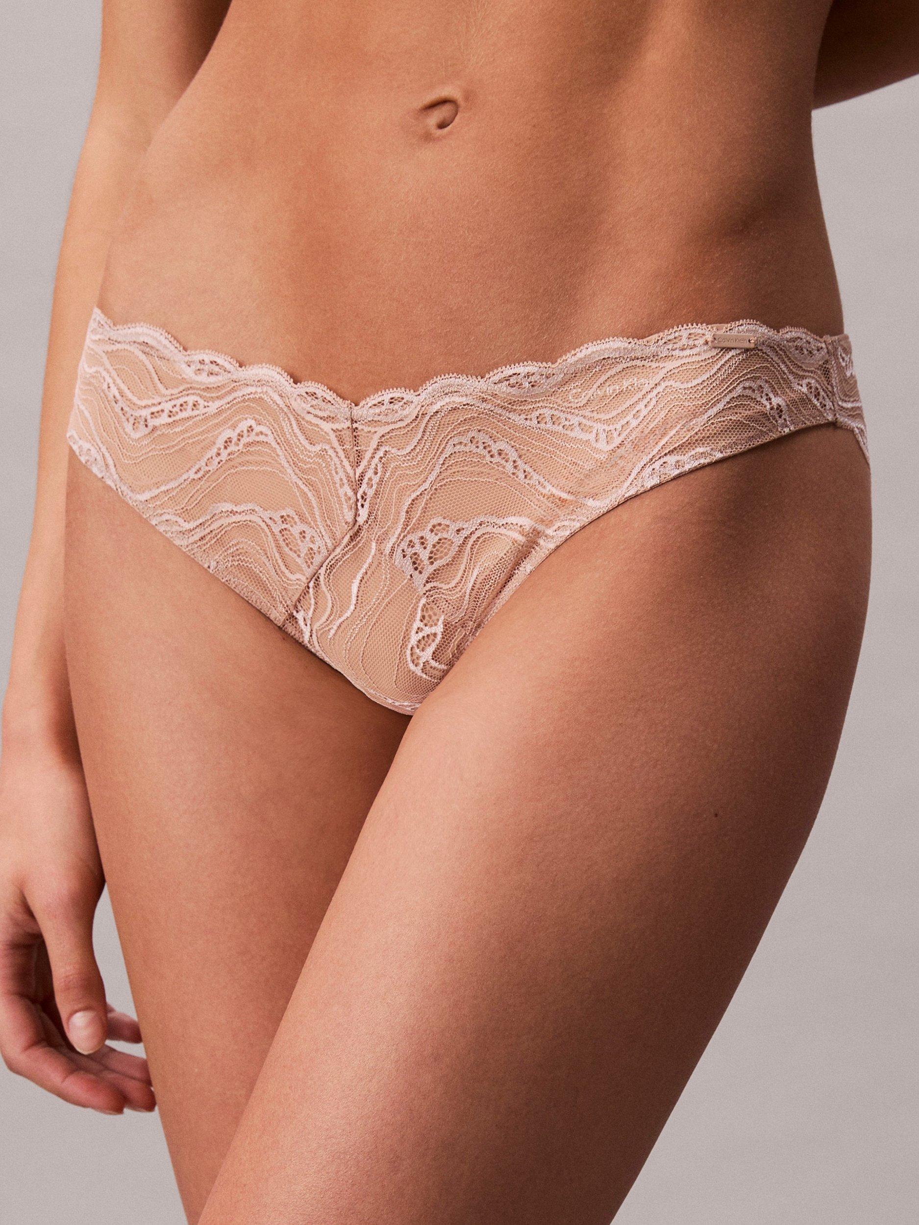 Product image 4 of 6, which shows Calvin Klein Sensual Stretch Lace Bikini Knickers, Pearl, XS