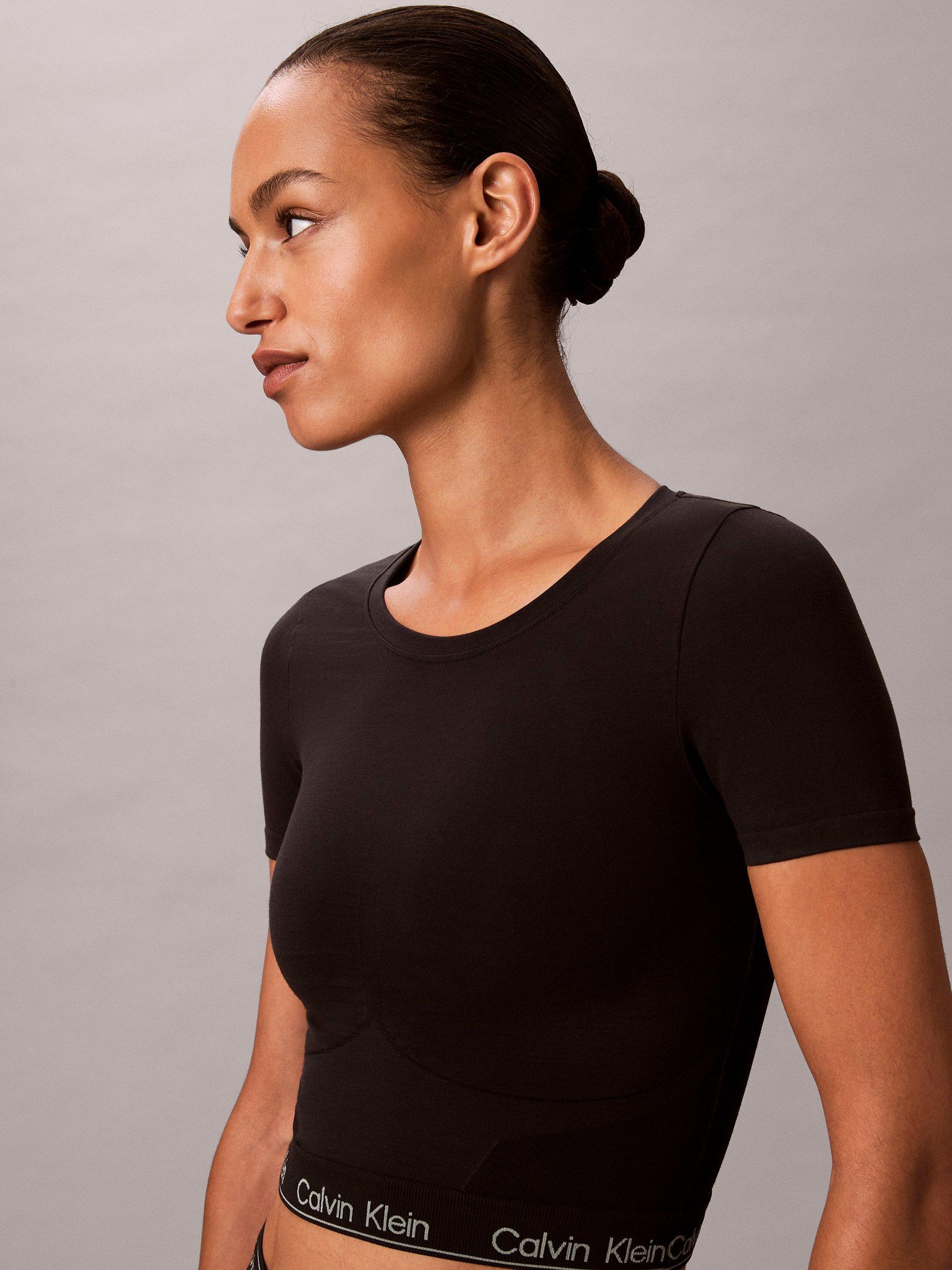 Product image 1 of 1, which shows Calvin Klein Short Sleeve Shapewear Top, Black, XS