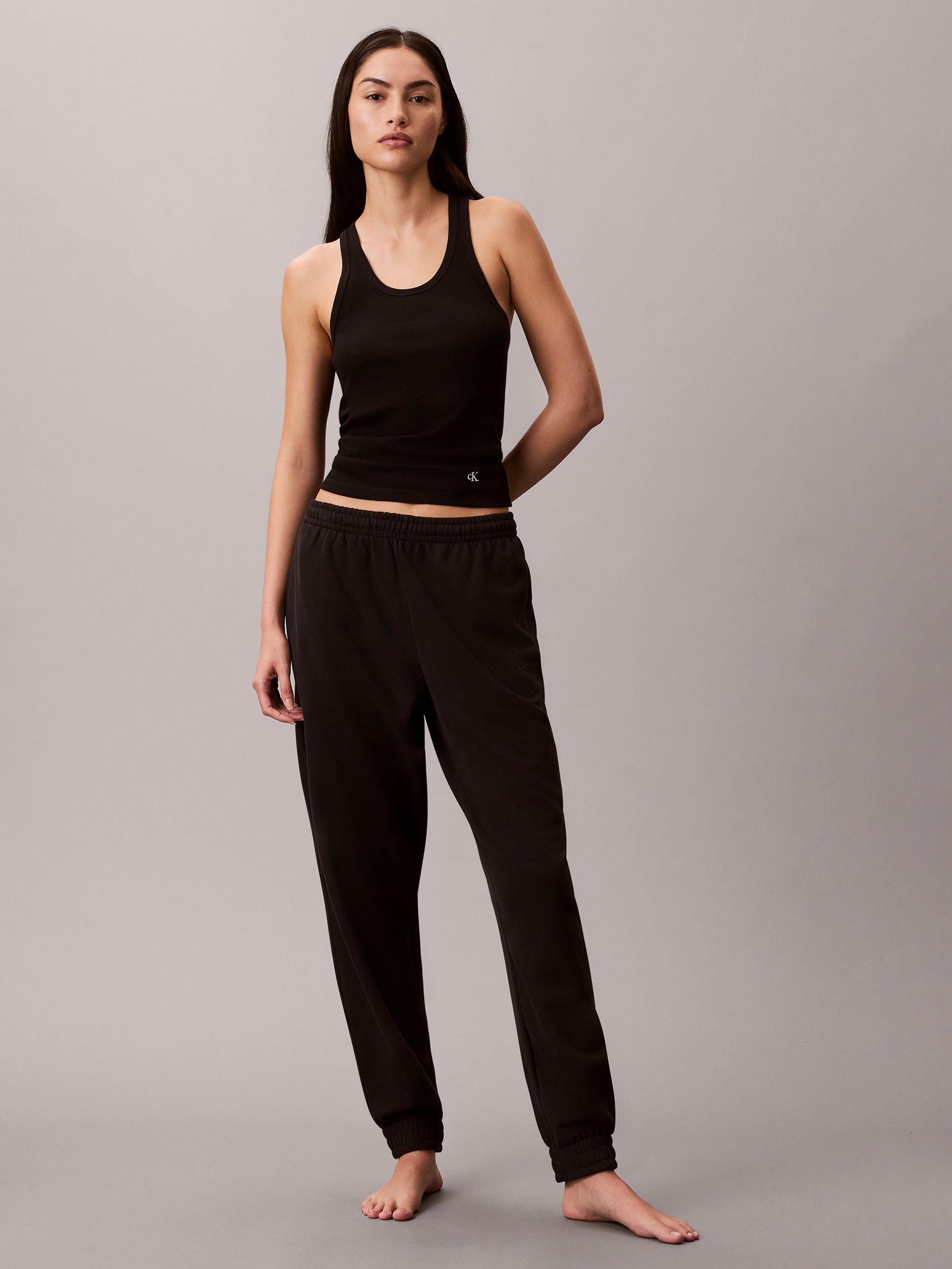 Product image 3 of 7, which shows Calvin Klein Cotton Terry Blend Lounge Joggers, Black, L