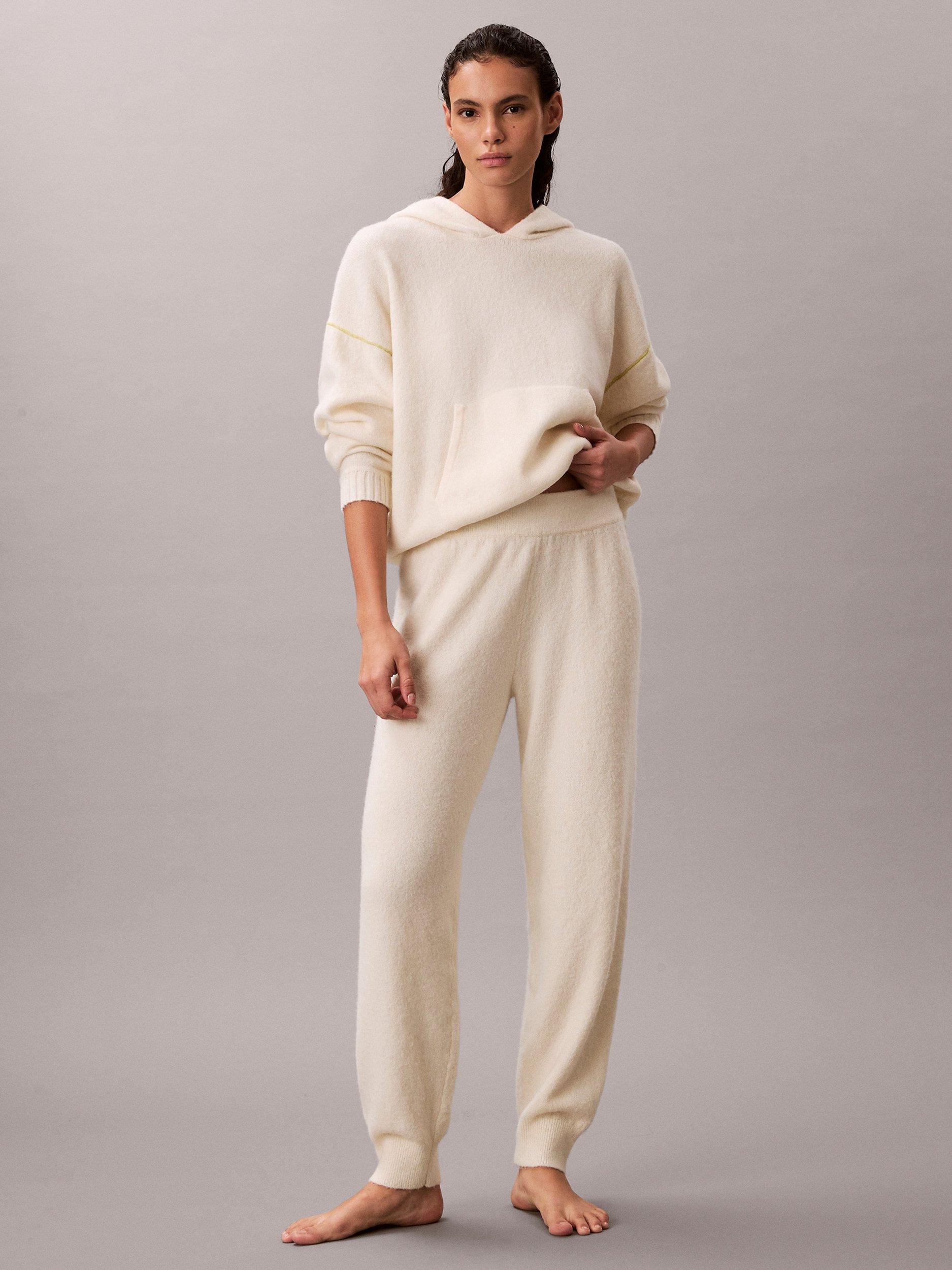 Product image 2 of 6, which shows Calvin Klein Plush Terry Lounge Joggers, Ivory, M