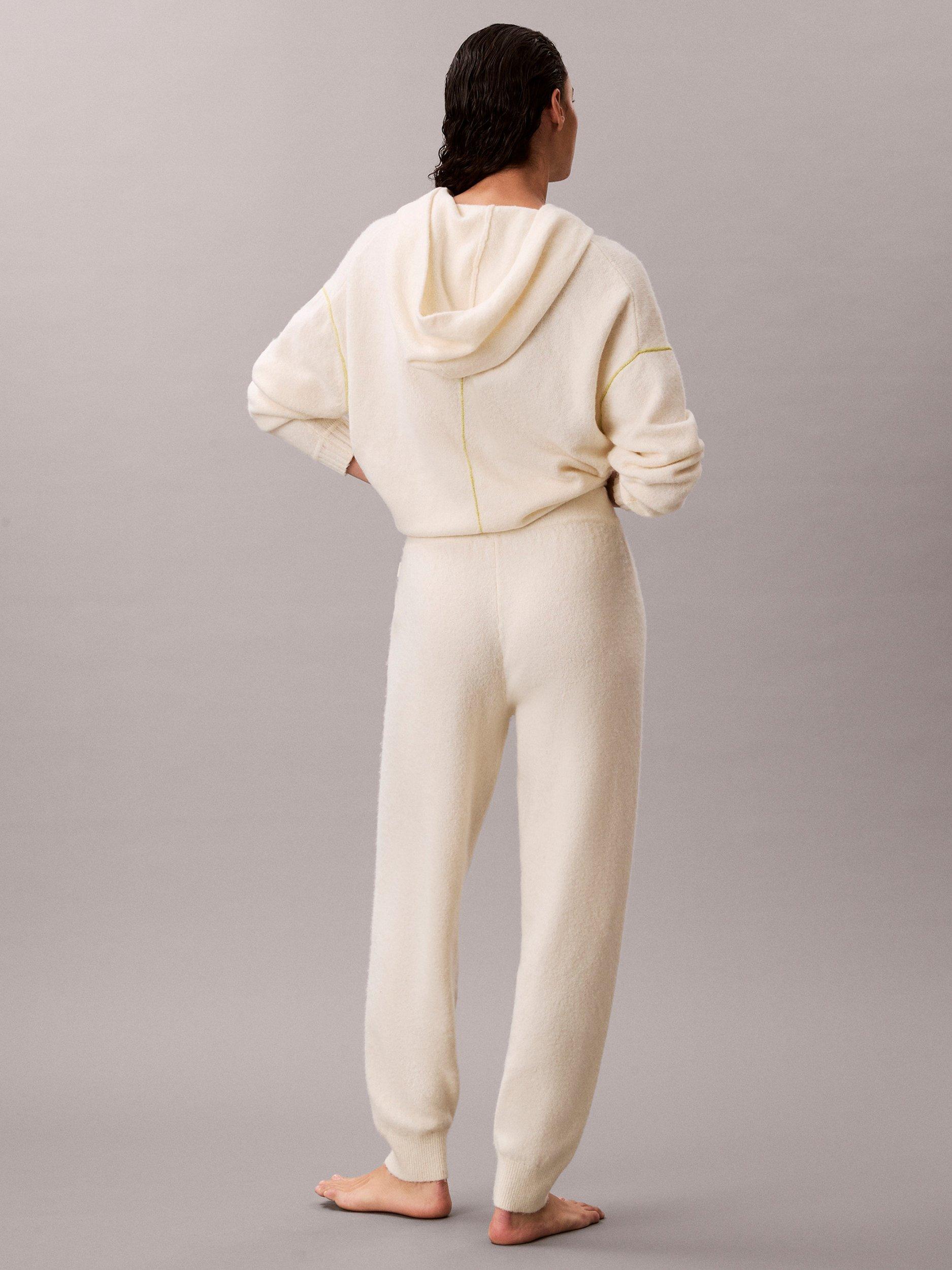 Product image 3 of 6, which shows Calvin Klein Plush Terry Lounge Joggers, Ivory, M