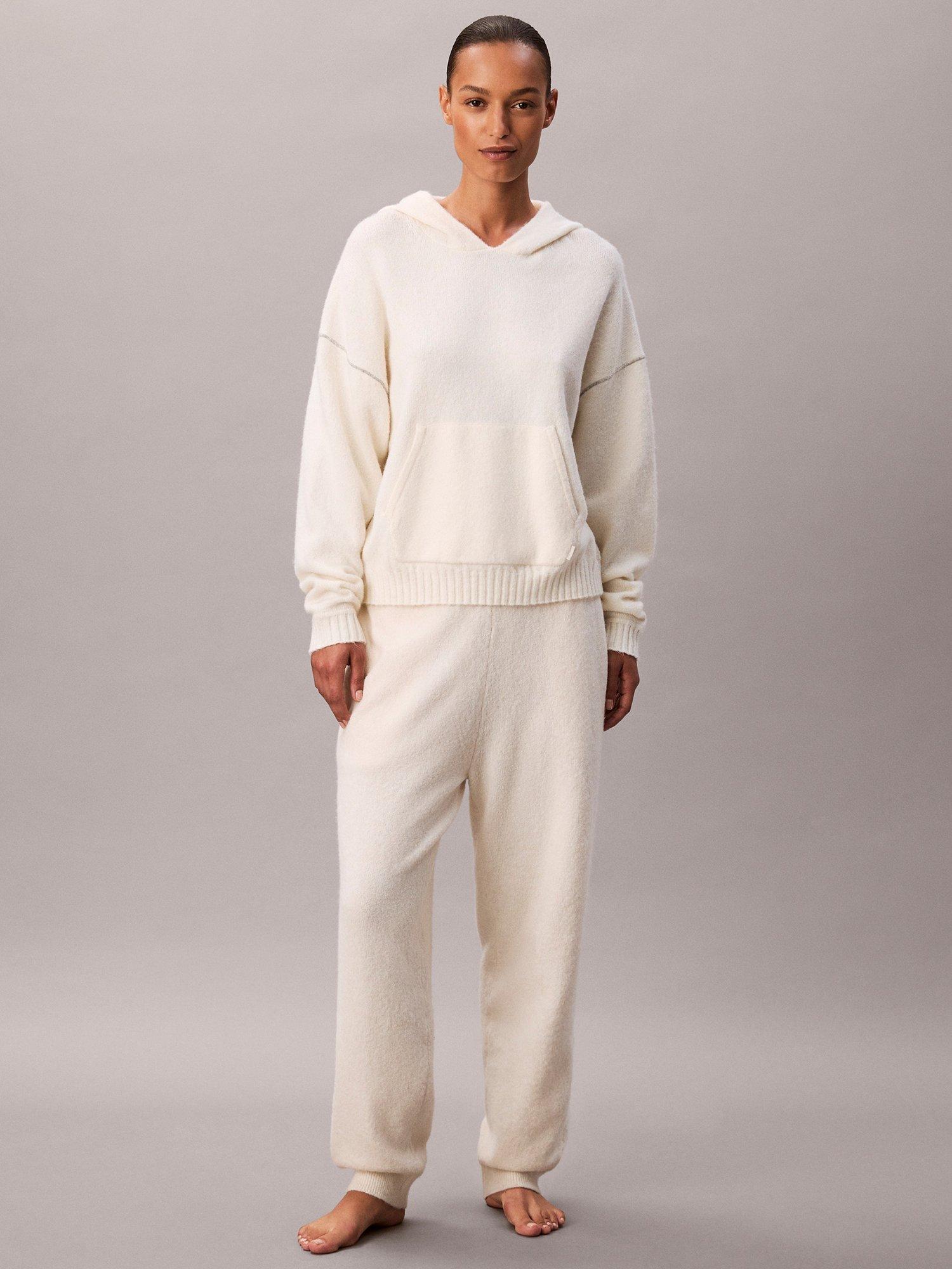 Product image 3 of 6, which shows Calvin Klein Plush Terry Lounge Hoodie, Ivory, XL