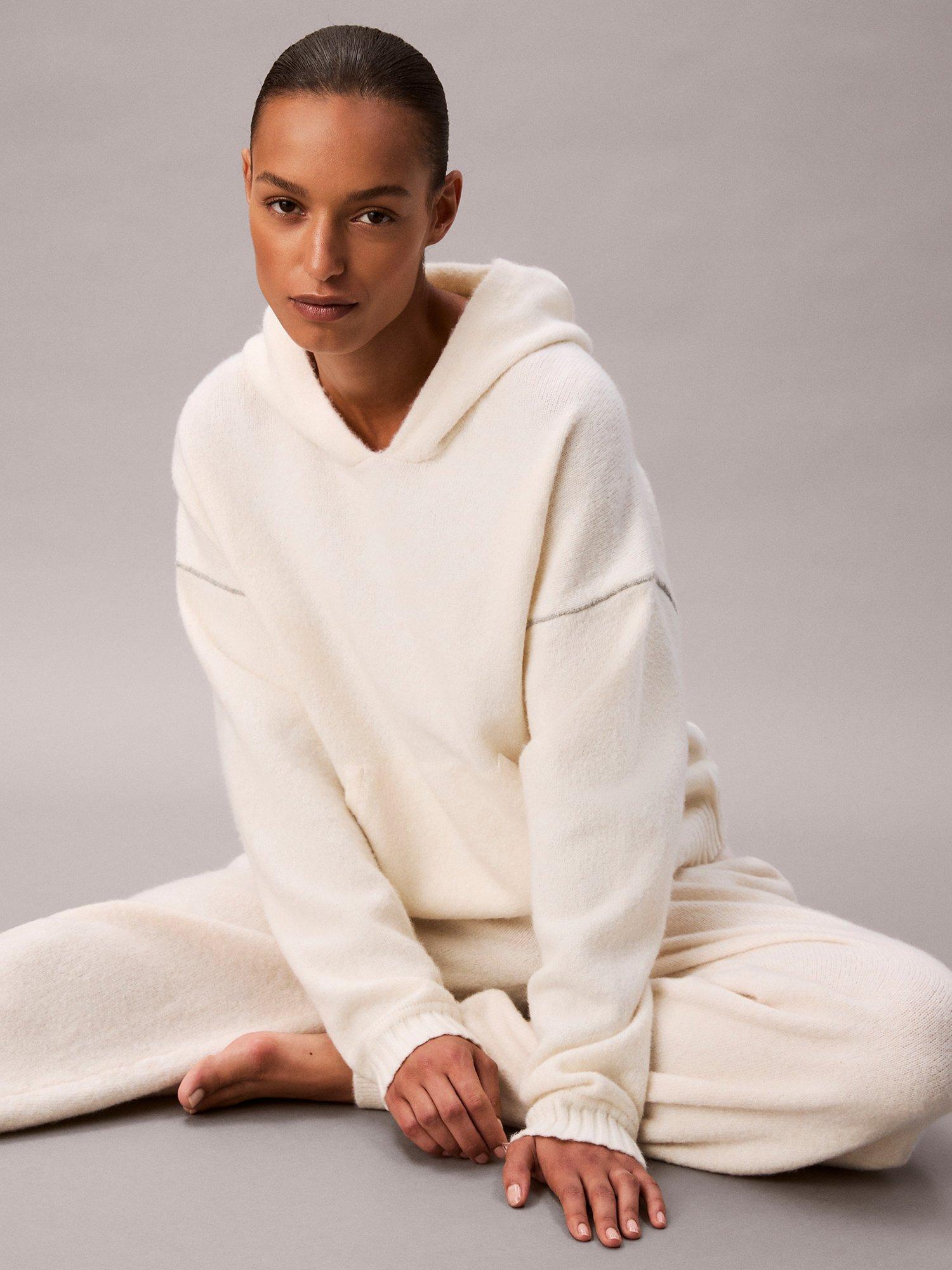 Product image 5 of 6, which shows Calvin Klein Plush Terry Lounge Hoodie, Ivory, XL