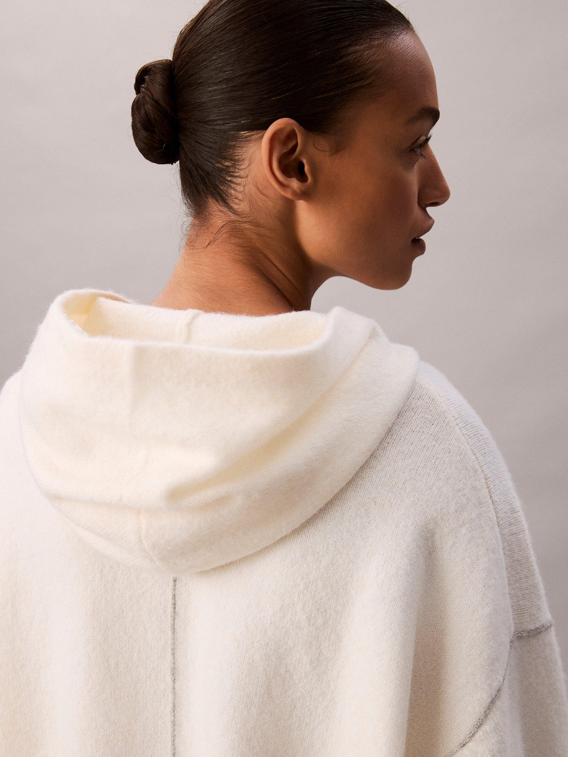 Product image 6 of 6, which shows Calvin Klein Plush Terry Lounge Hoodie, Ivory, XL
