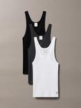 Calvin Klein Slim Fit Logo Vest Tops, Pack of 3, Black/White/Charcoal