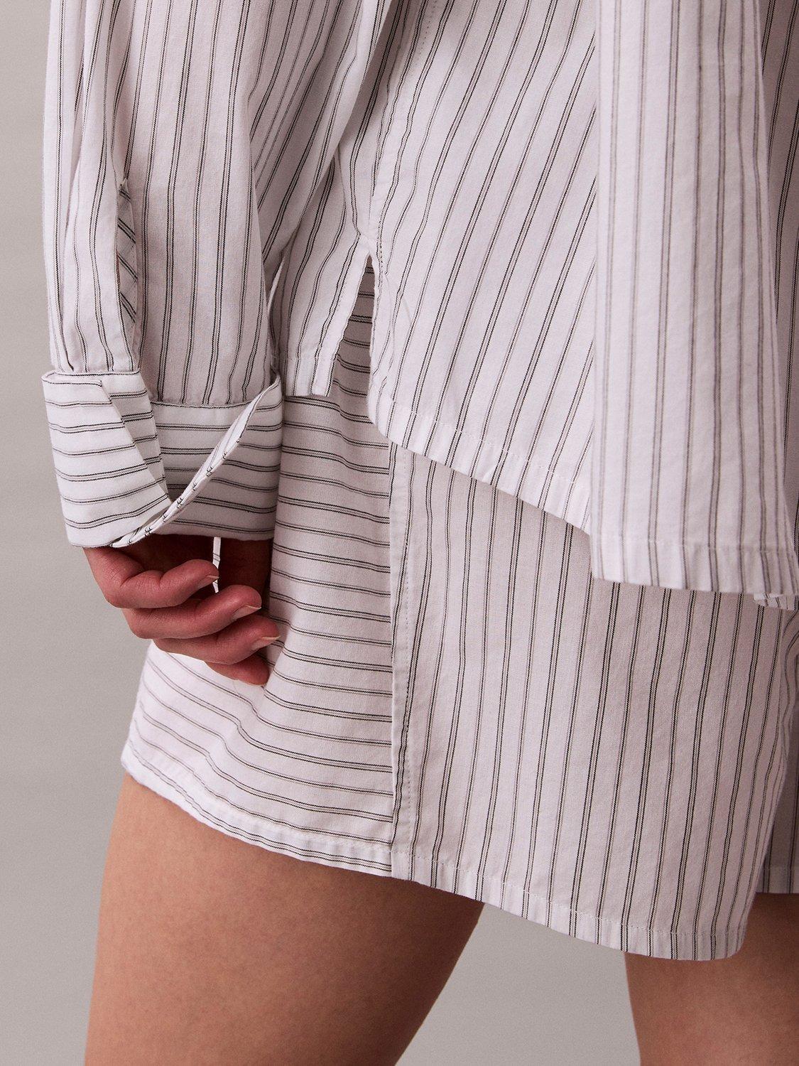 Product image 4 of 6, which shows Calvin Klein Stripe Relaxed Fit Pyjama Shirt, White/Multi, L