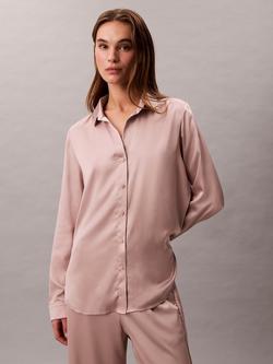 Calvin Klein Satin Sheen Pyjama Shirt, Cedar, Cedar