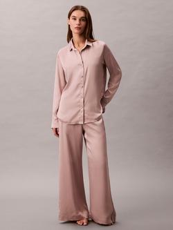 Calvin Klein Satin Sheen Pyjama Shirt, Cedar - view 2, Cedar