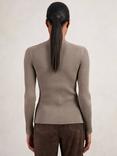 Reiss Tula Ribbed Knit Cardigan, Stone