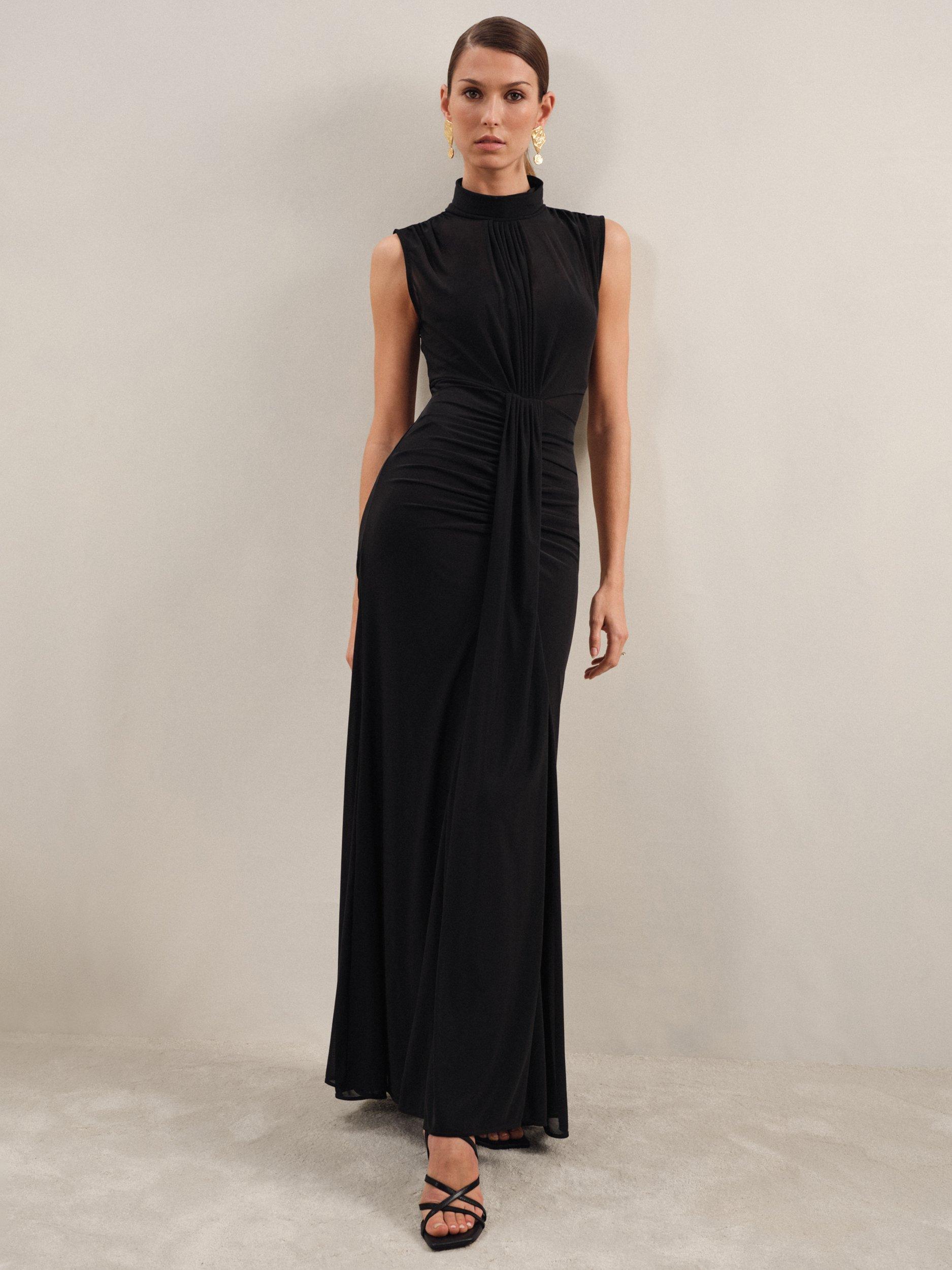 【海外限定】REISSワンピース☆Daniella sleeveless stretch-wov Reiss Daniella Sleeveless Ruched Maxi Dress, Black
