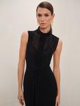 Reiss Daniella Sleeveless Ruched Maxi Dress, Black