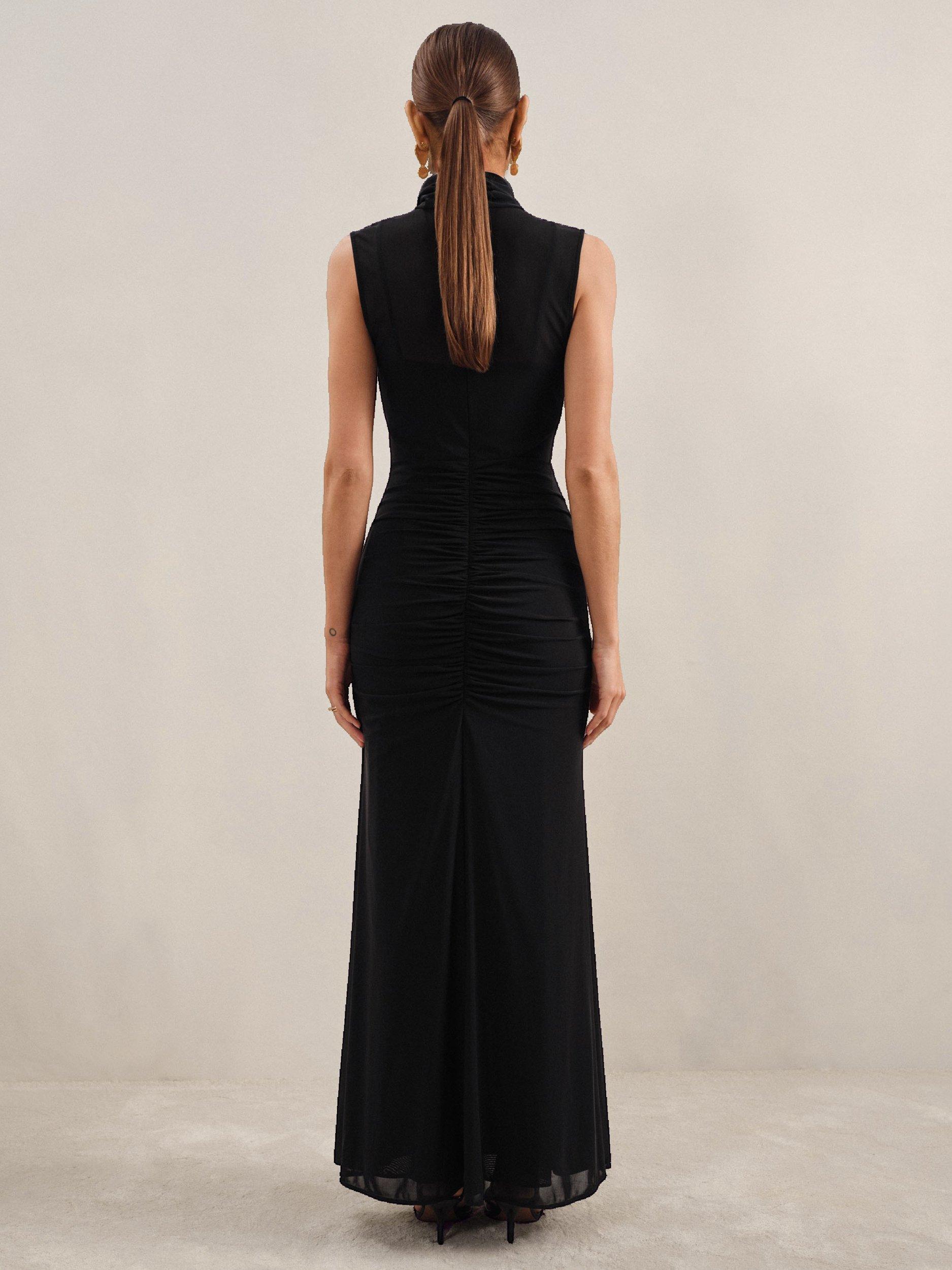 Reiss Daniella Sleeveless Ruched Maxi Dress, Black