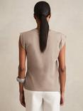 Reiss Tilly Cotton Cap Sleeve Top, Taupe