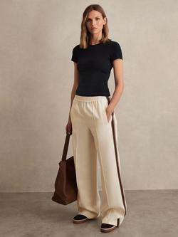 Reiss Robyn Side Stripe Wide Leg Trousers, Cream