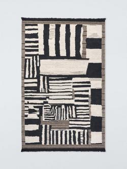 John Lewis Arezo Kelim Hand Woven Pure Wool Rug, Black, Black