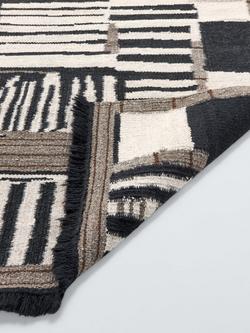 John Lewis Arezo Kelim Hand Woven Pure Wool Rug, Black - view 2, Black