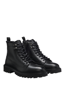 HUGO BOSS BOSS Julyo Lace Up Leather Ankle Boots, Black - view 2, Black