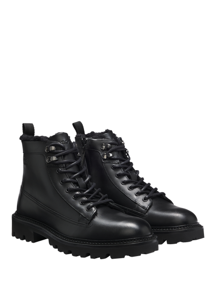 HUGO BOSS BOSS Julyo Lace Up Leather Ankle Boots, Black - view 2, Black