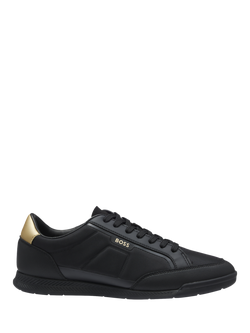 HUGO BOSS BOSS Nitan Lace Up Leather Trainers, Black, Black