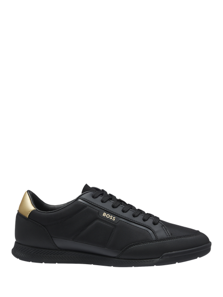 HUGO BOSS BOSS Nitan Lace Up Leather Trainers, Black, Black