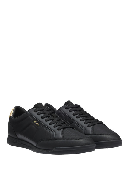 HUGO BOSS BOSS Nitan Lace Up Leather Trainers, Black - view 2, Black