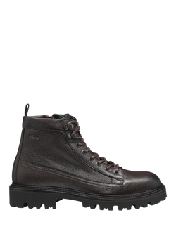 HUGO BOSS Leather Lace-Up Ankle Boots, Dark Brown, Dark Brown