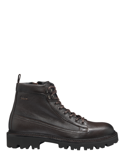 HUGO BOSS Leather Lace-Up Ankle Boots, Dark Brown, Dark Brown