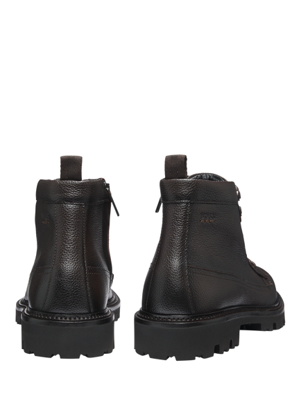 HUGO BOSS Leather Lace-Up Ankle Boots, Dark Brown - view 2, Dark Brown