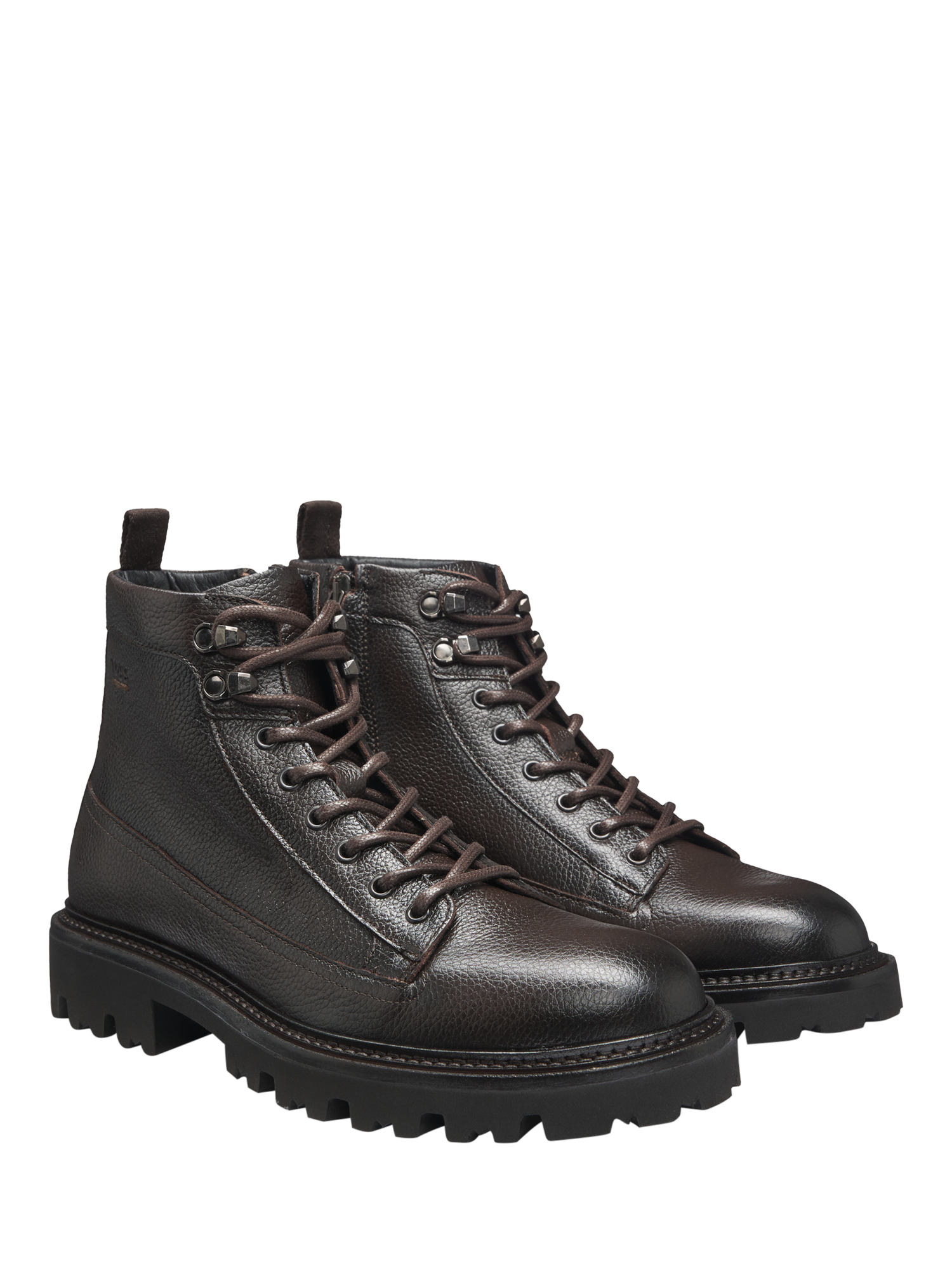 Product image 4 of 5, which shows HUGO BOSS Leather Lace-Up Ankle Boots, Dark Brown, 10