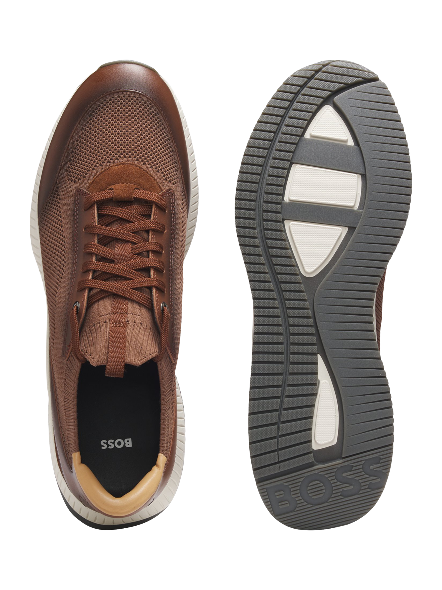 Product image 4 of 5, which shows HUGO BOSS Lace-Up Trainers, Medium Brown, 10