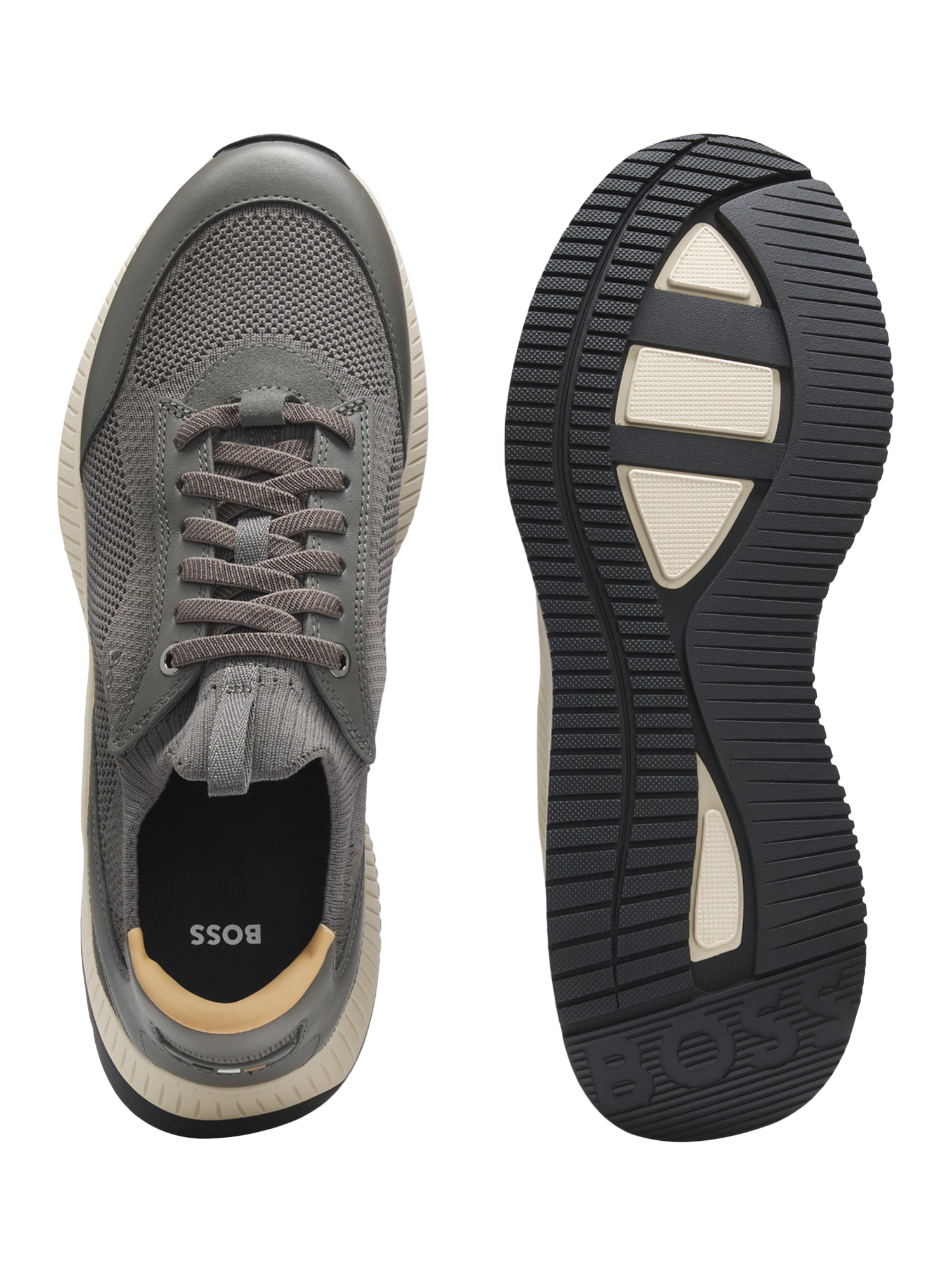 Product image 4 of 5, which shows HUGO BOSS Lace-Up Trainers, Medium Grey, 6