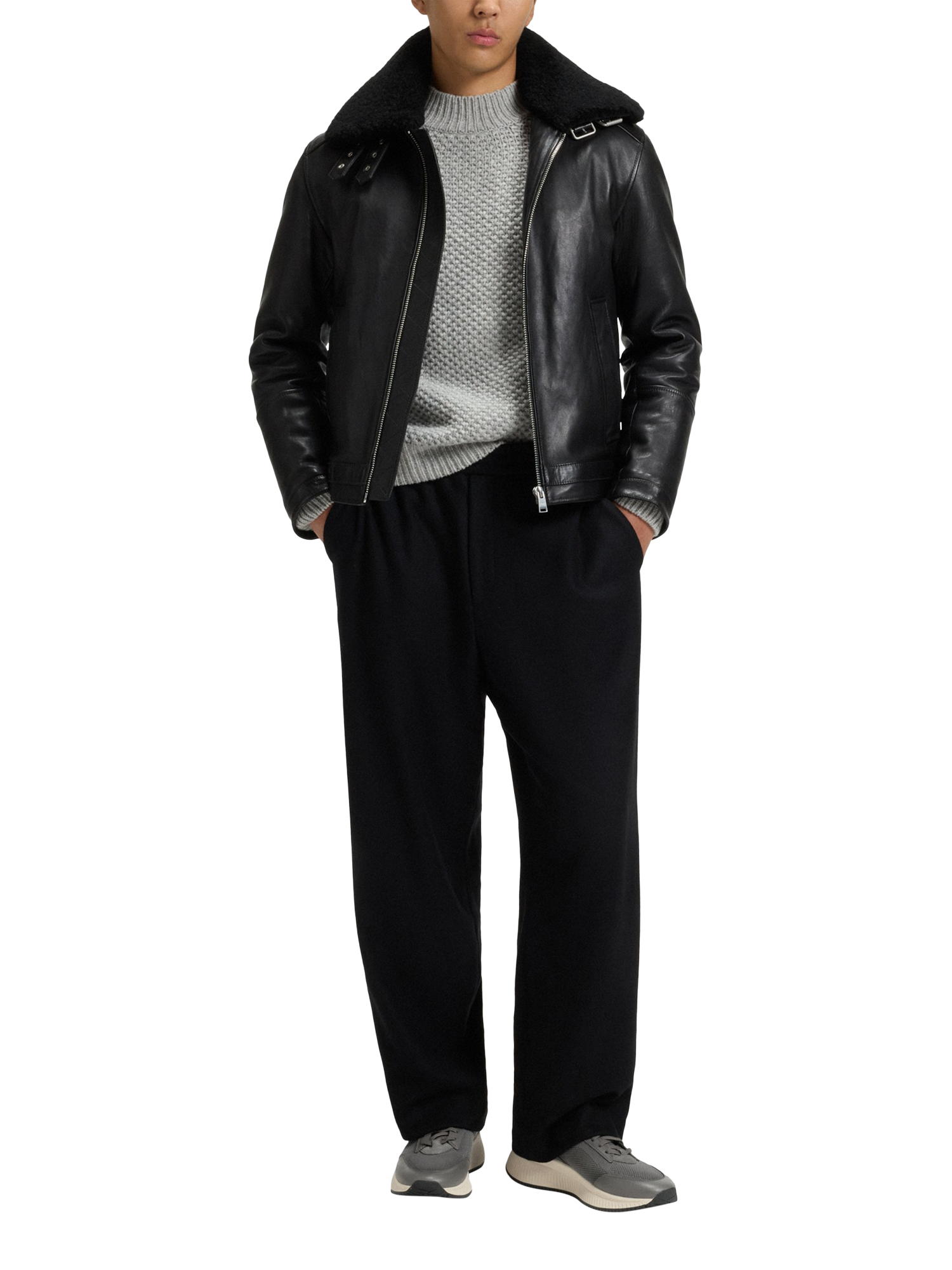 Product image 5 of 5, which shows HUGO BOSS Lace-Up Trainers, Medium Grey, 6