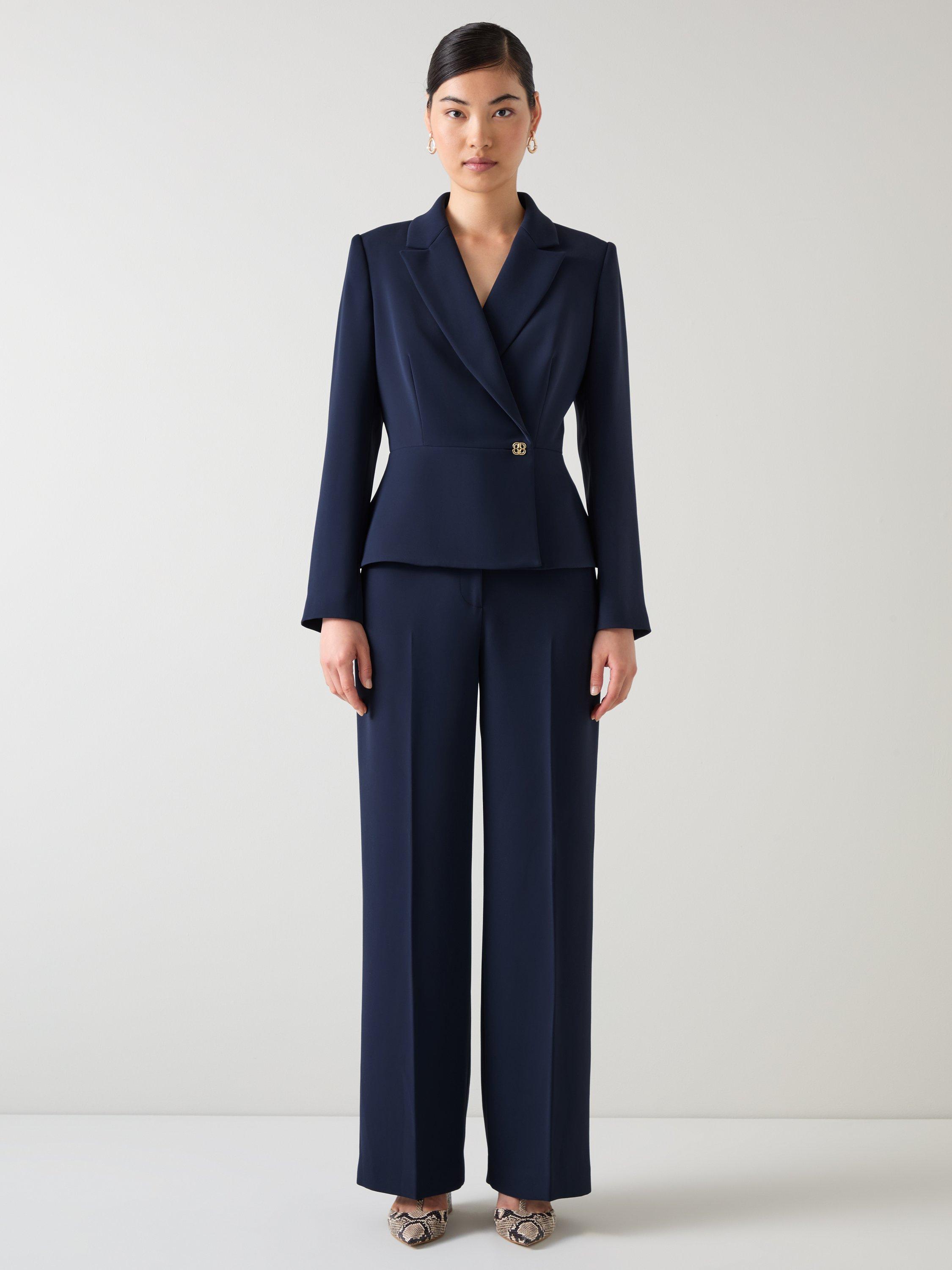 Product image 1 of 4, which shows L.K.Bennett Audrey Peplum Hem Jacket, Navy, 10