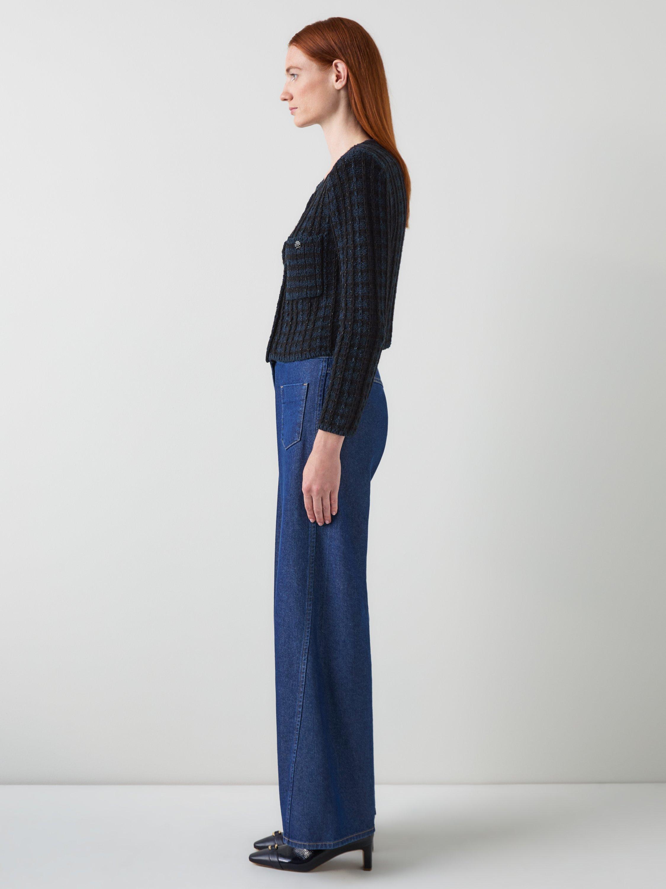 Product image 2 of 4, which shows L.K.Bennett Millie Tweed Jacket, Black/Navy, S