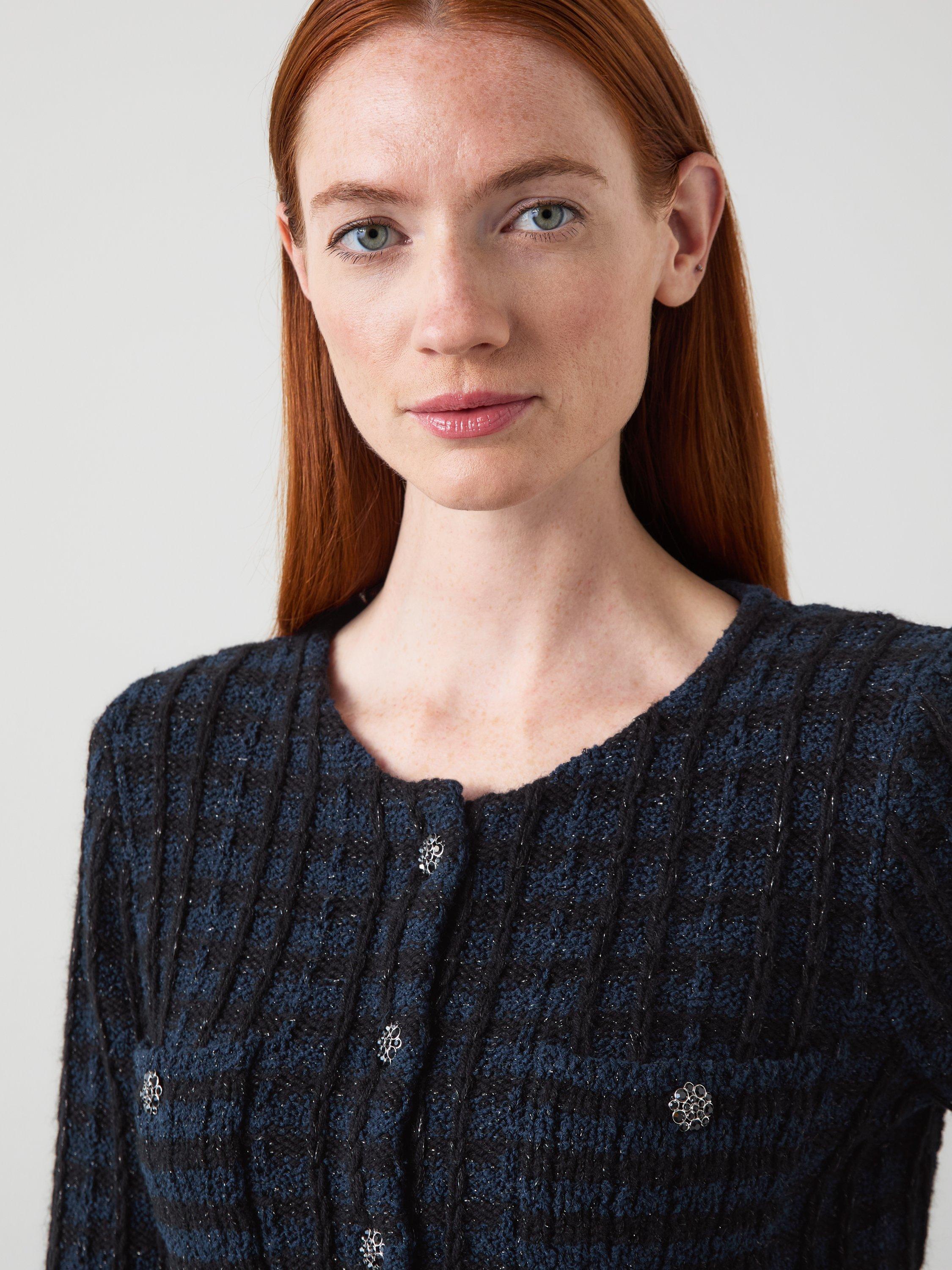 Product image 4 of 4, which shows L.K.Bennett Millie Tweed Jacket, Black/Navy, S