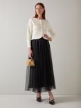 L.K.Bennett Norah Trim Detail Cropped Wool Blend Jacket, Cream