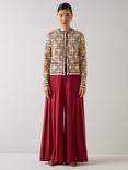 L.K.Bennett Odette Monogram Cardigan, Navy/Taupe