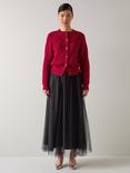 L.K.Bennett Orla Diamond Pointelle Wool Rich Cardigan, Damson