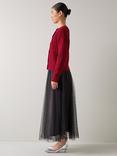 L.K.Bennett Orla Diamond Pointelle Wool Rich Cardigan, Damson